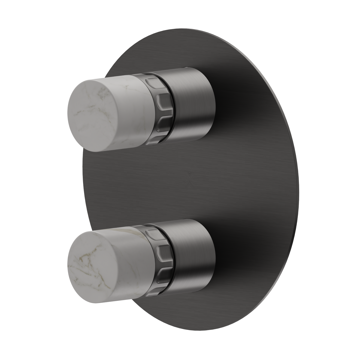 Miscelatore monocomando ad incasso con deviatore meccanico a 2 uscite, ingressi ed uscite da 1/2”. Parte esterna - finitura PVD Brushed Gun Metal