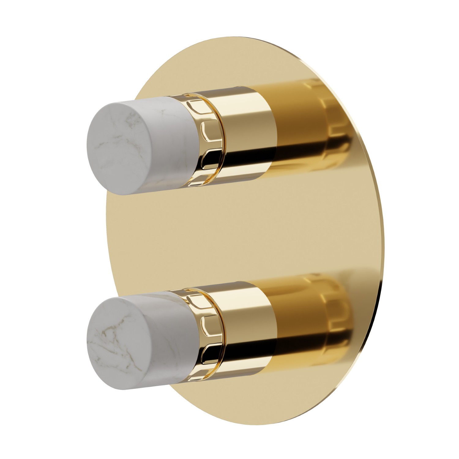 Miscelatore monocomando ad incasso con deviatore meccanico a 2 uscite, ingressi ed uscite da 1/2”. Parte esterna - finitura PVD Glossy Gold