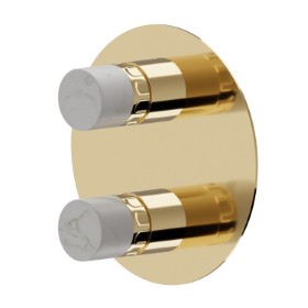 Single lever concealed mixer with 2 ways out mechanical diverter, 1/2” connections. External part - finish PVD Glossy Gold