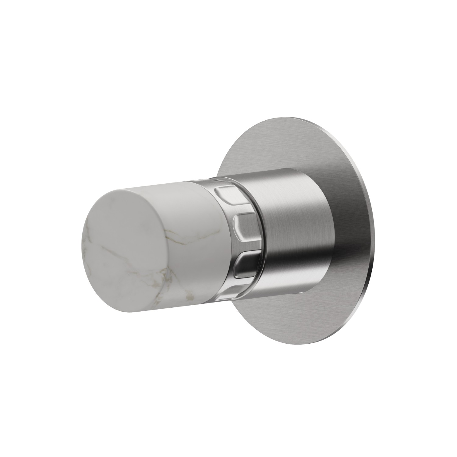 Single lever concealed mixer, to combine with a 3 ways out concealed diverter without stop. External part - finish PVD Brushed steel