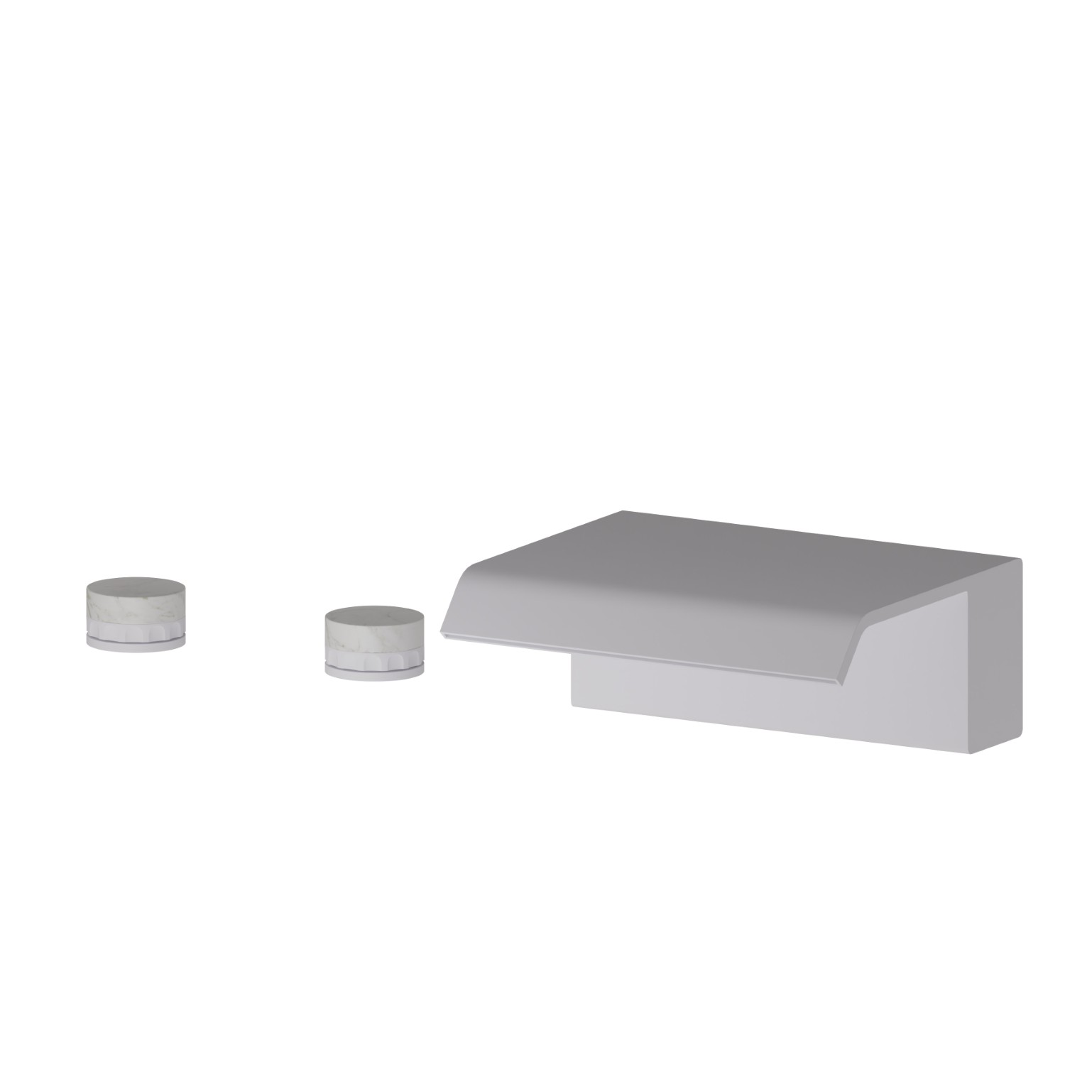 Deck-mounted set with waterfall spout - finish Matt White