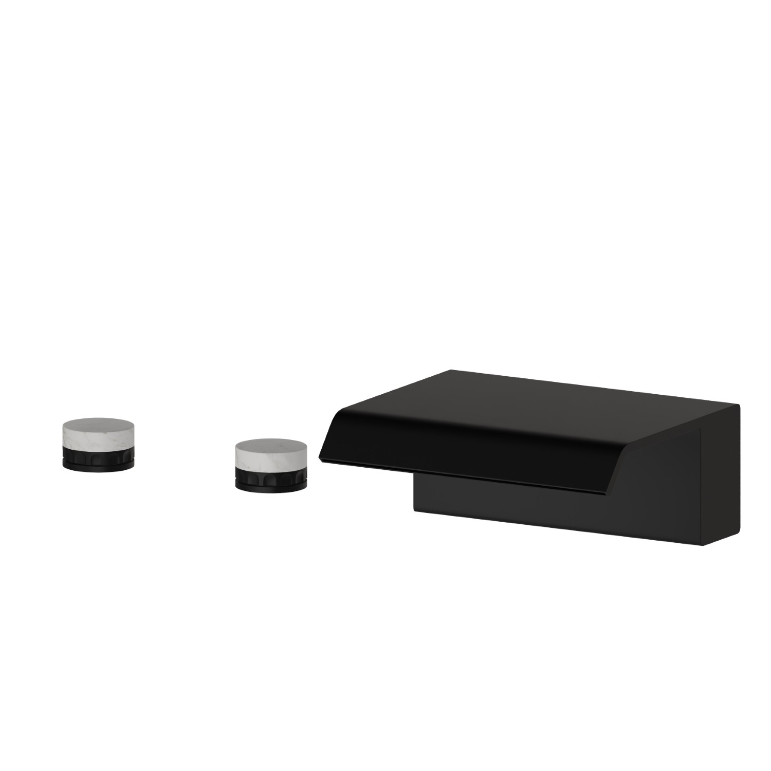 Deck-mounted set with waterfall spout - finish Matt Black