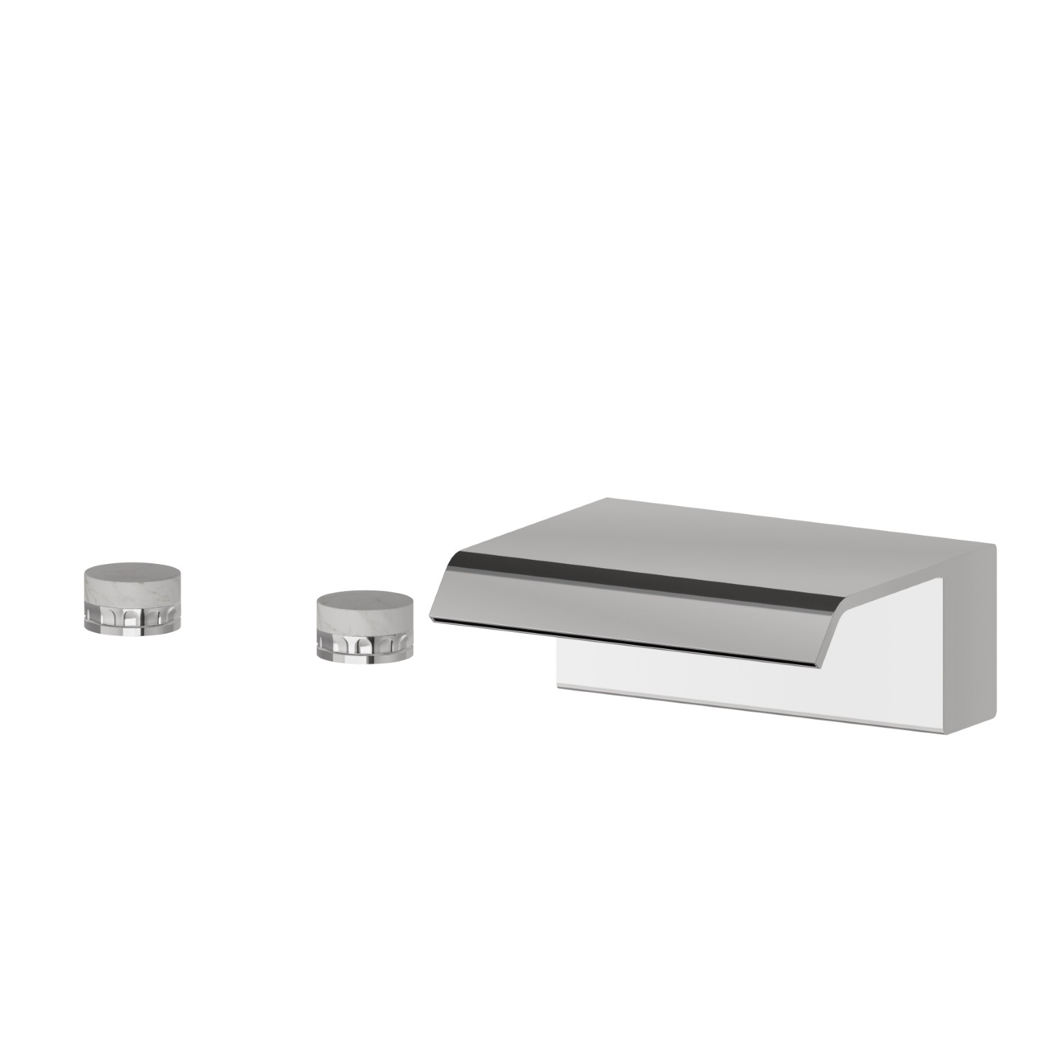 Deck-mounted set with waterfall spout - finish Chrome