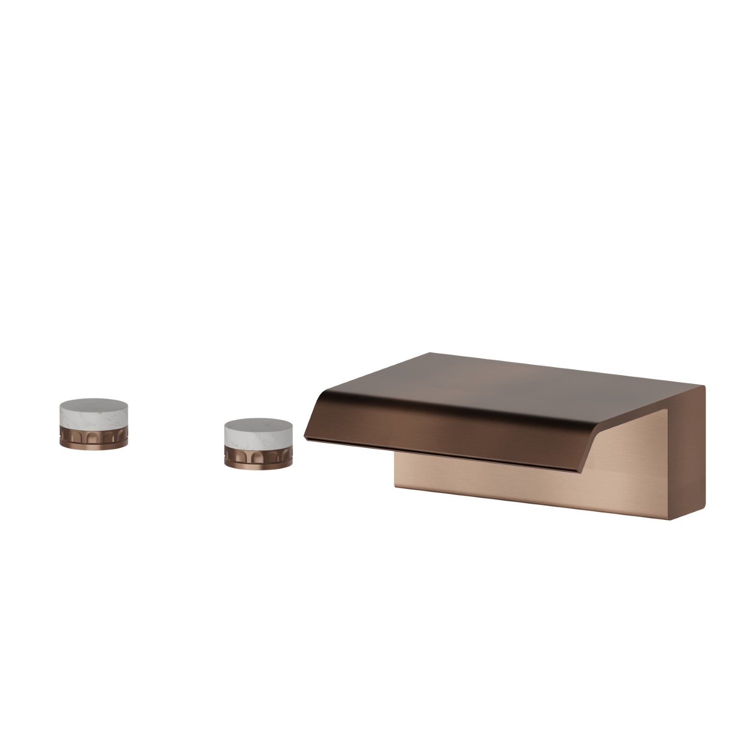 Deck-mounted set with waterfall spout - finish PVD Brushed Copper Bronze
