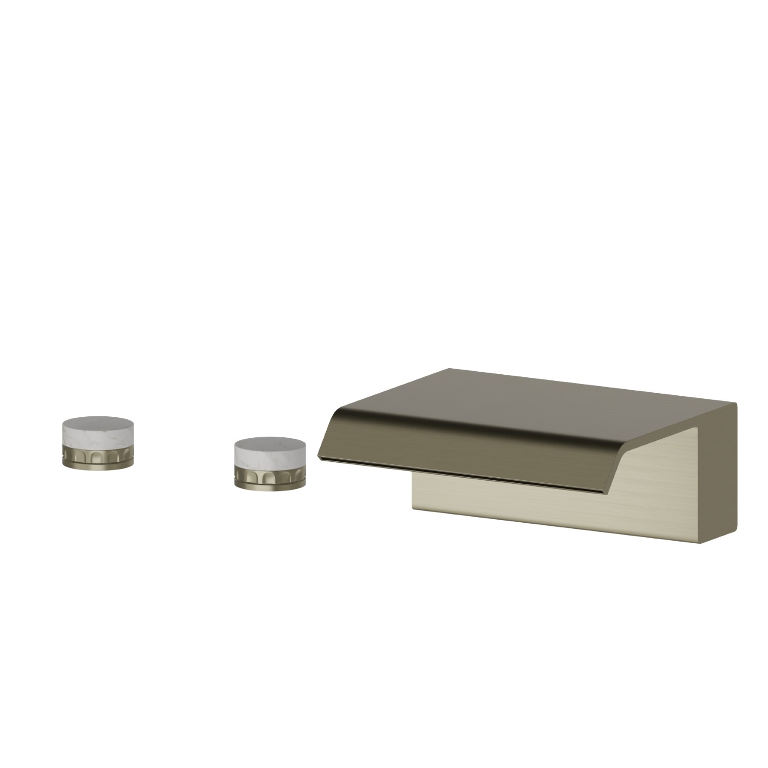 Deck-mounted set with waterfall spout - finish PVD Brushed Pale Gold