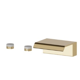 Deck-mounted set with waterfall spout - finish PVD Glossy Gold