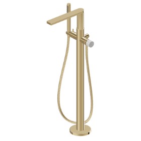 Floor mounted bath group, with mixer, diverter and shower set - finish PVD Glossy Gold
