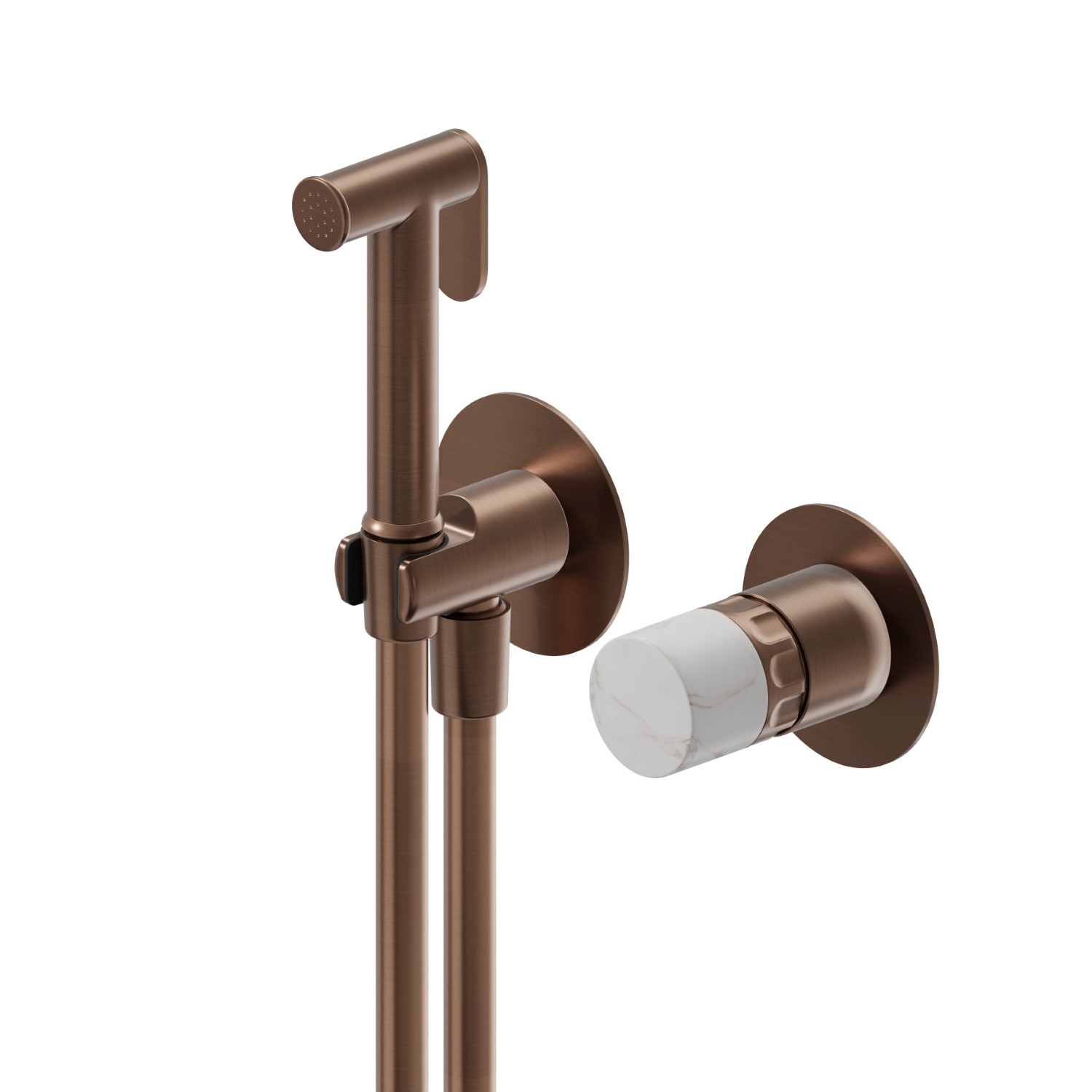 Miscelatore monocomando acqua calda e fredda per igiene intima e wc. Parte esterna - finitura PVD Brushed Copper Bronze