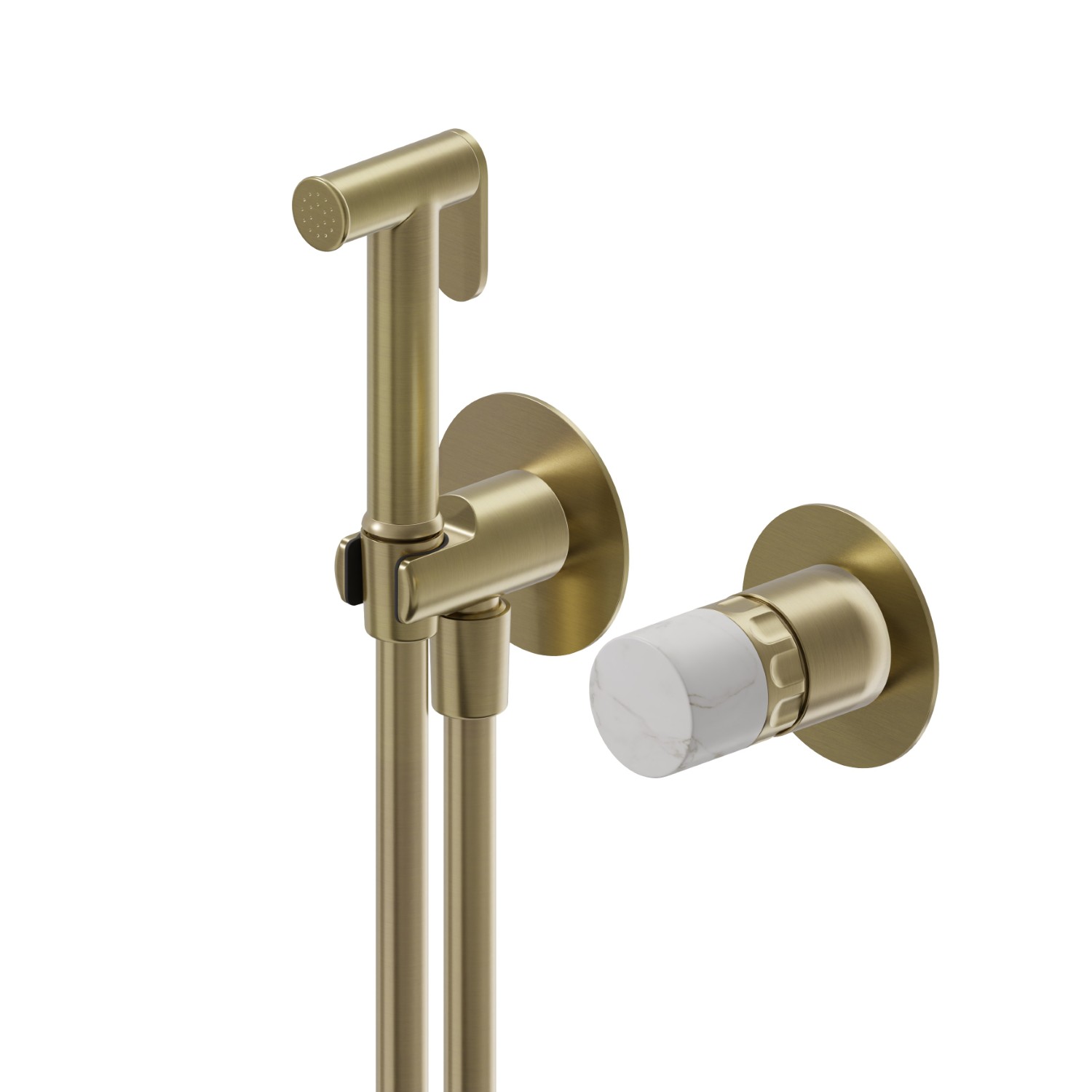 Miscelatore monocomando acqua calda e fredda per igiene intima e wc. Parte esterna - finitura PVD Brushed Pale Gold