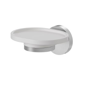 Wall-mounted soap dish. White ceramic - finish Stainless Steel