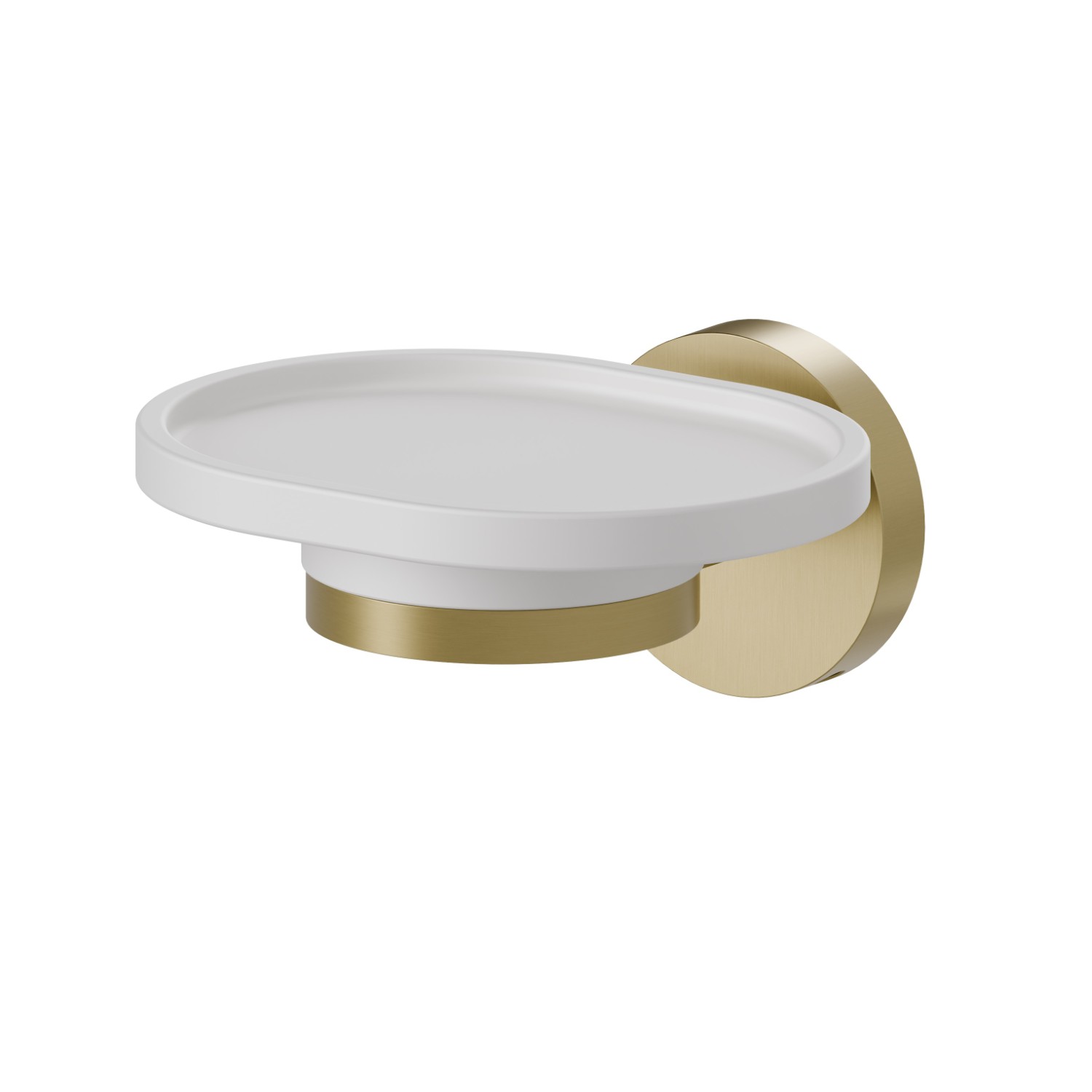 Wall-mounted soap dish. White ceramic - finish PVD Brushed Pale Gold