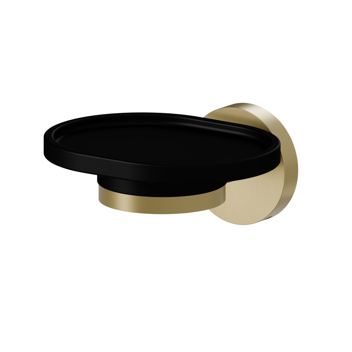 Wall-mounted soap dish. Black ceramic - finish PVD Brushed Gold