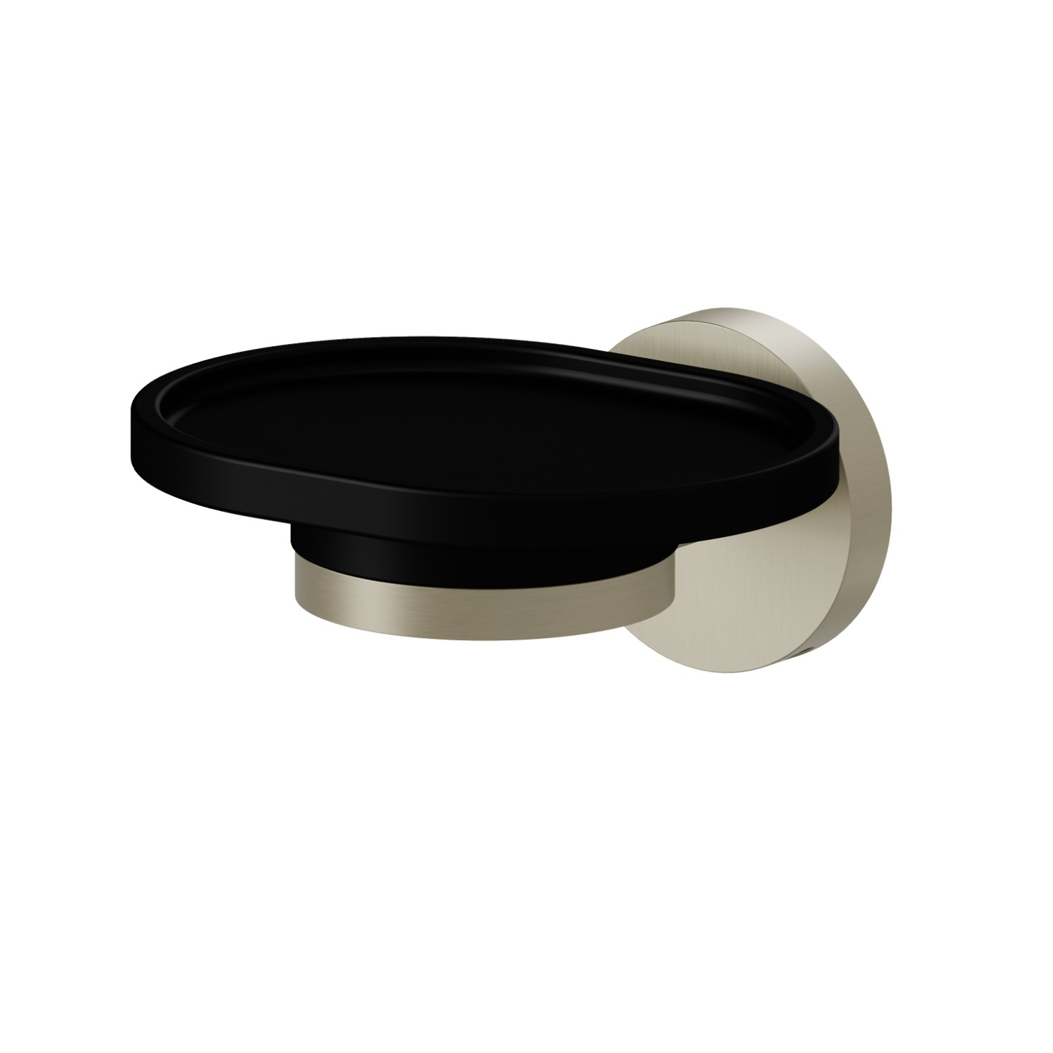 Wall-mounted soap dish. Black ceramic - finish PVD Brushed Pale Gold