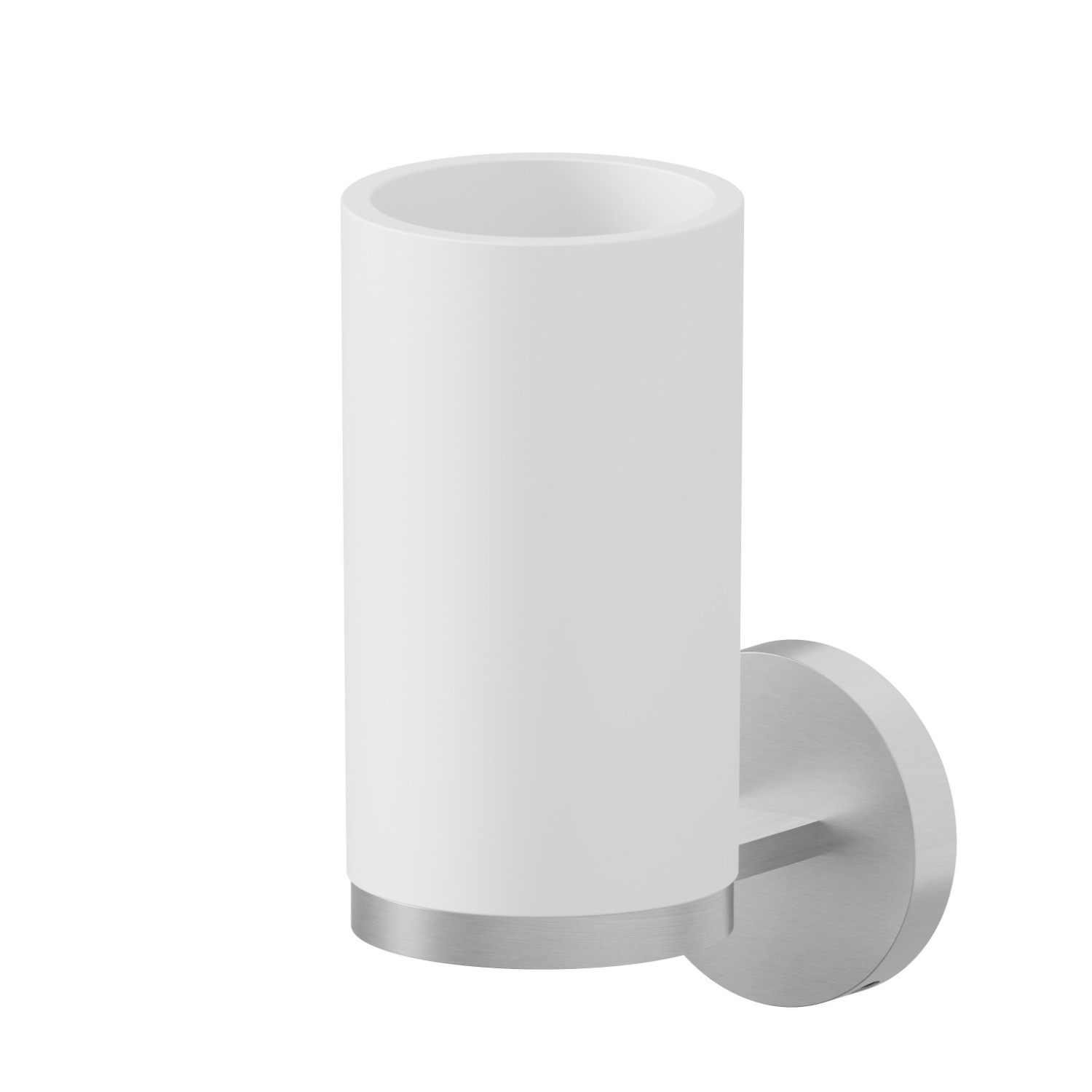 Wall-mounted tumbler holder. White resin - finish Stainless Steel