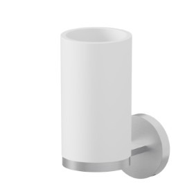 Wall-mounted tumbler holder. White resin - finish Stainless Steel