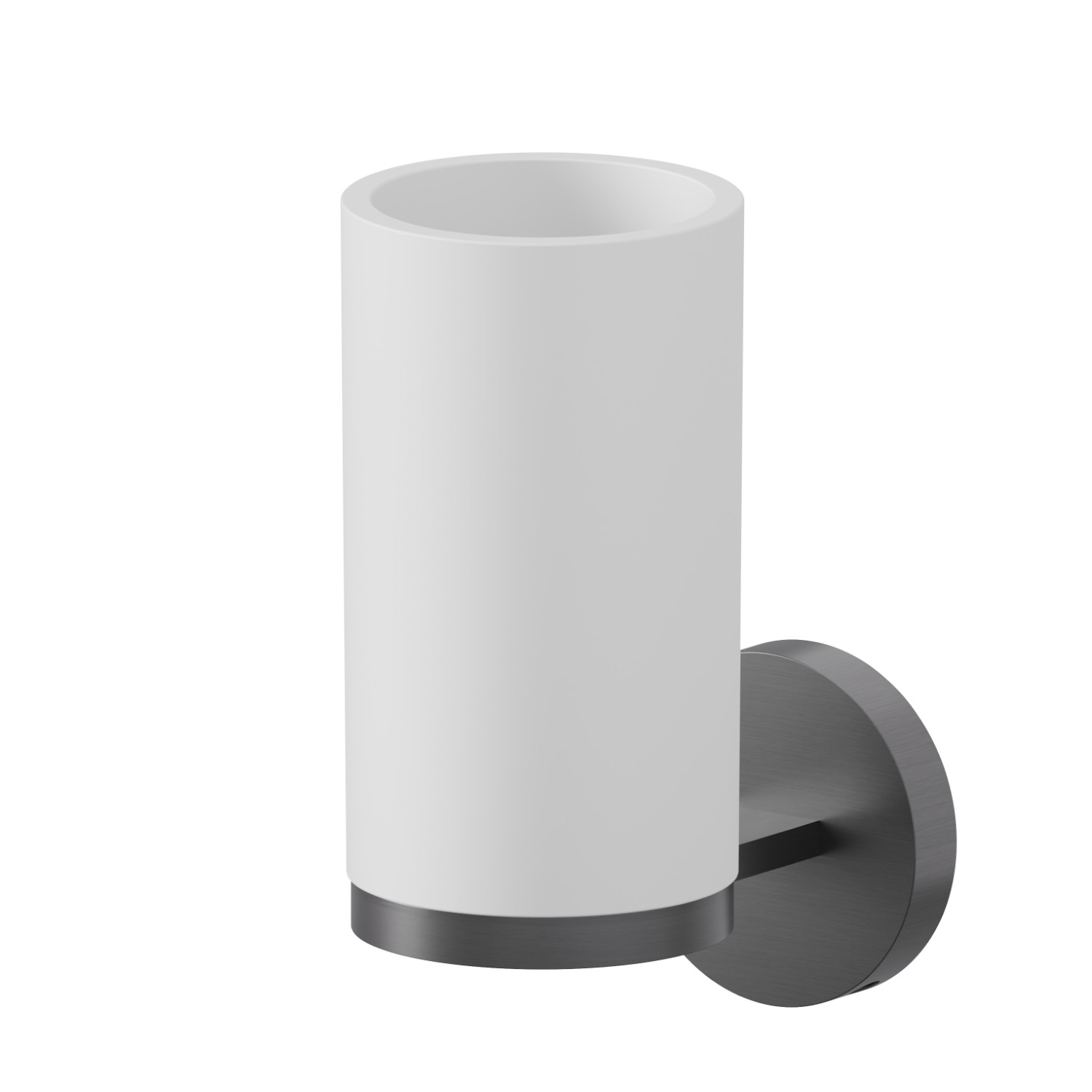 Wall-mounted tumbler holder. White resin - finish PVD Brushed Gun Metal