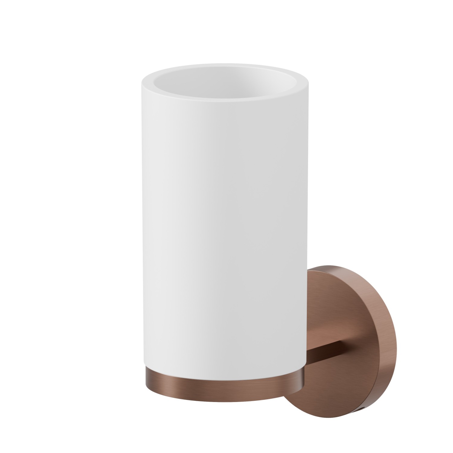 Wall-mounted tumbler holder. White resin - finish PVD Brushed Copper Bronze