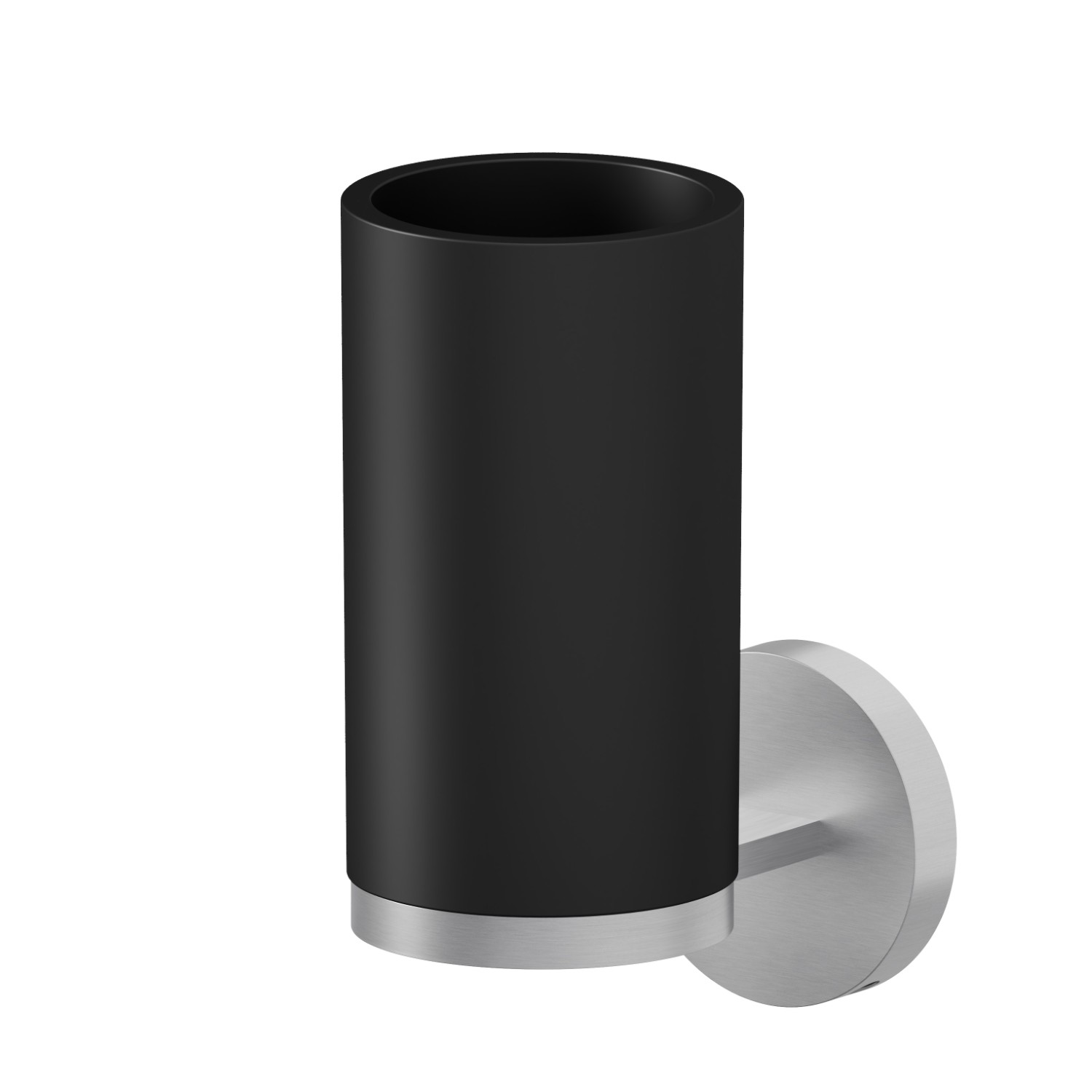 Wall-mounted tumbler holder. Black resin - finish Stainless Steel
