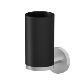 Wall-mounted tumbler holder. Black resin - finish Stainless Steel