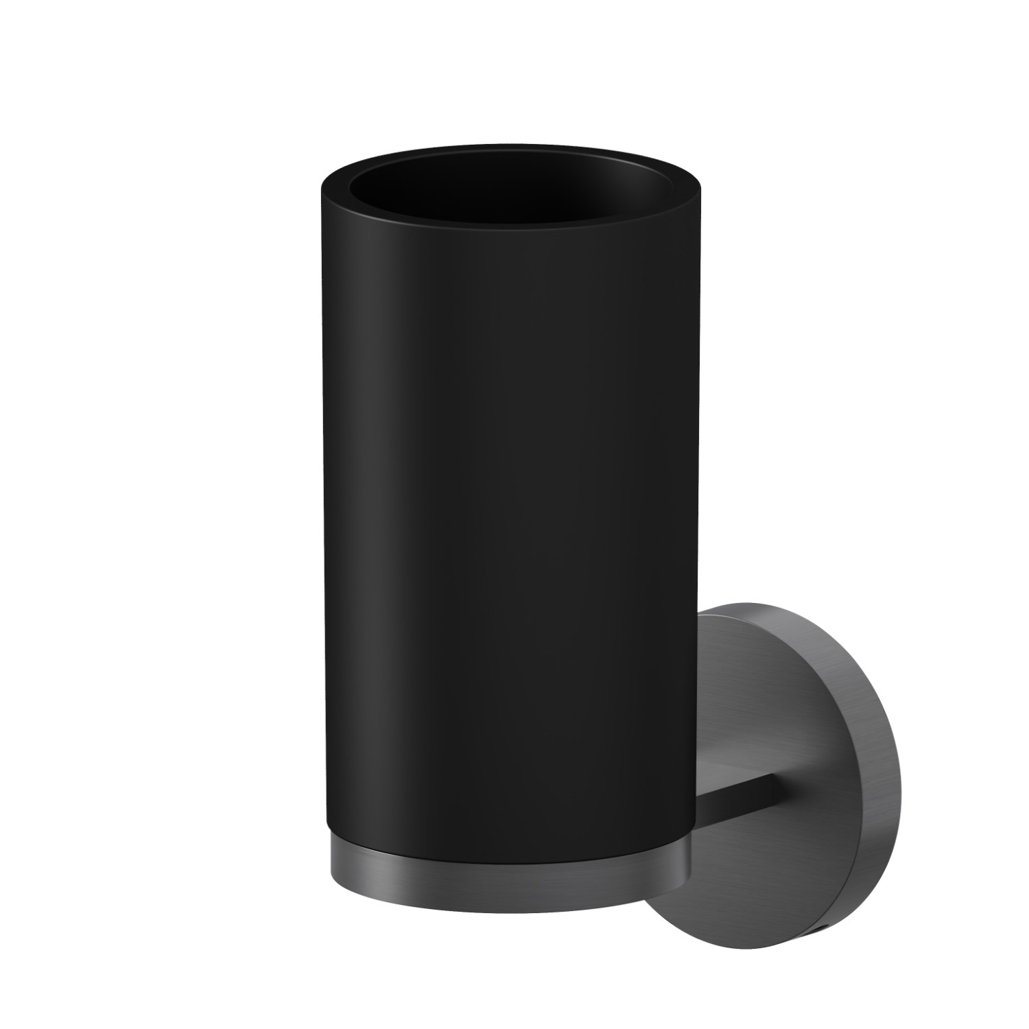 Wall-mounted tumbler holder. Black resin - finish PVD Brushed Gun Metal