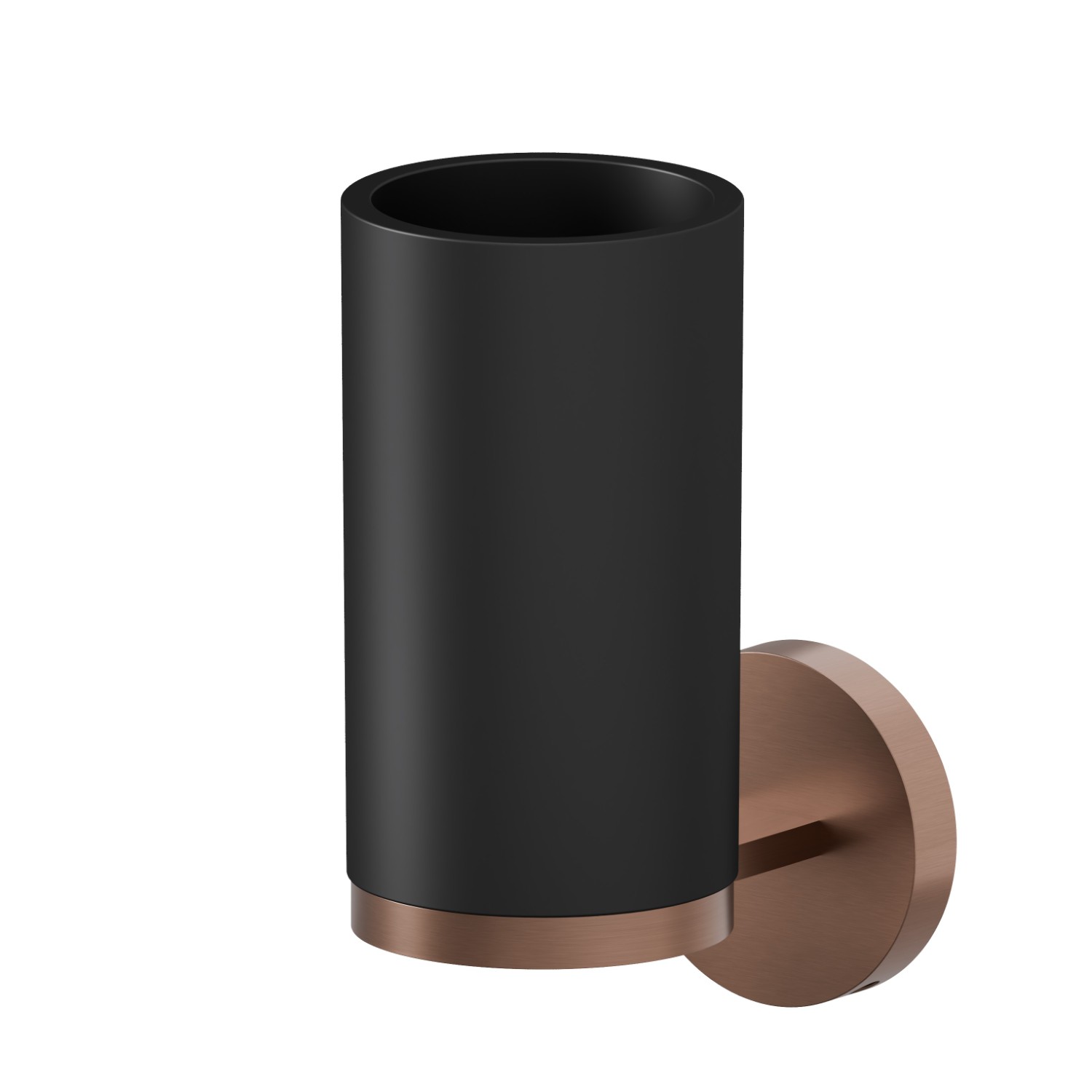 Wall-mounted tumbler holder. Black resin - finish PVD Brushed Copper Bronze