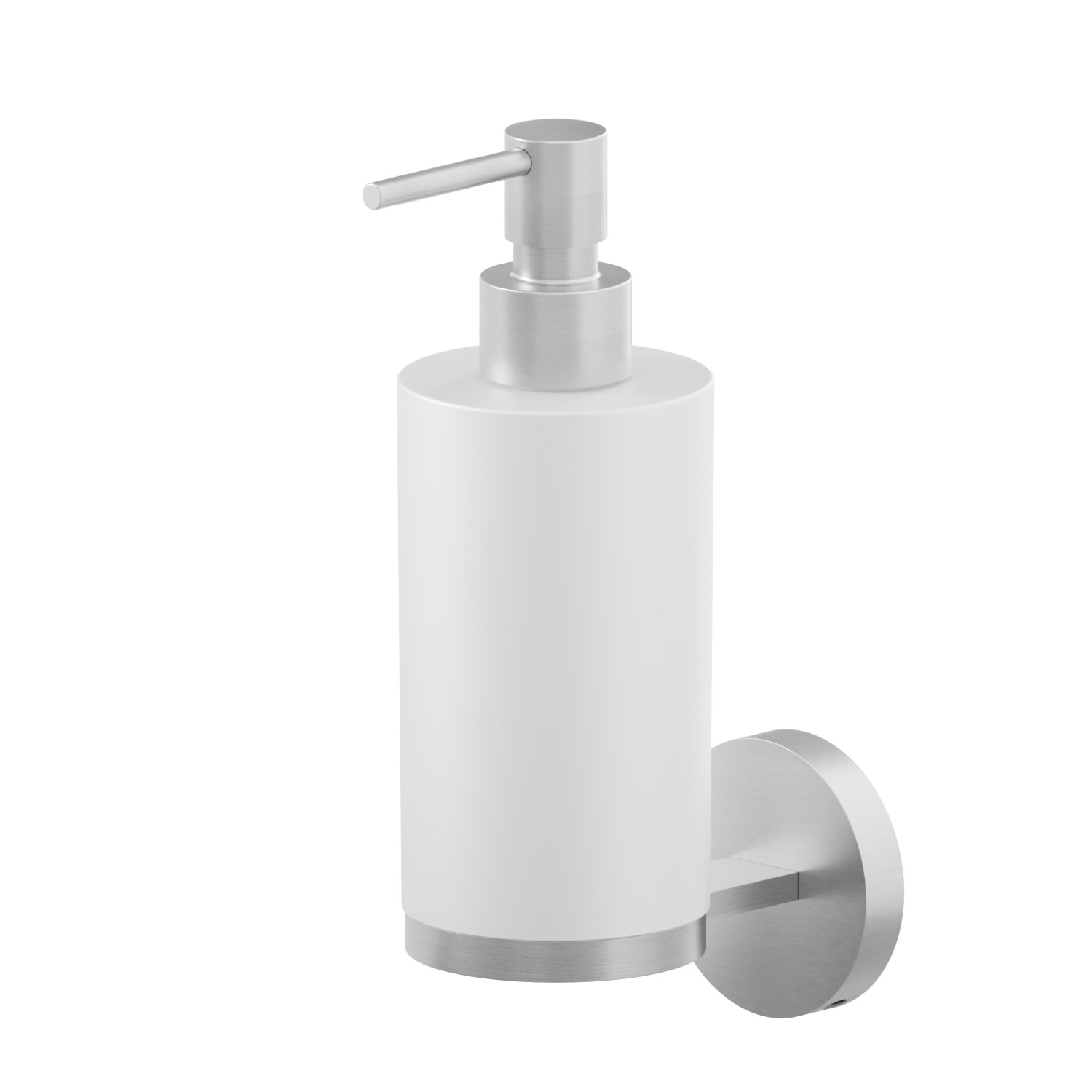 Wall-mounted soap dispenser. White resin - finish Stainless Steel