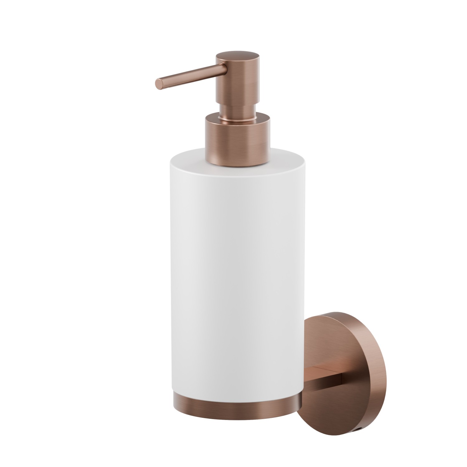 Wall-mounted soap dispenser. White resin - finish PVD Brushed Copper Bronze