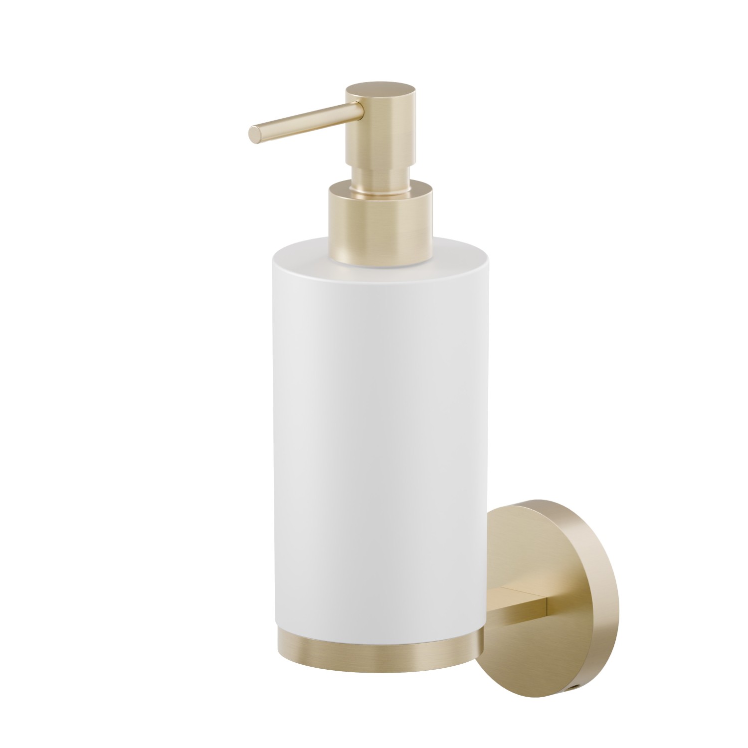Wall-mounted soap dispenser. White resin - finish PVD Brushed Gold