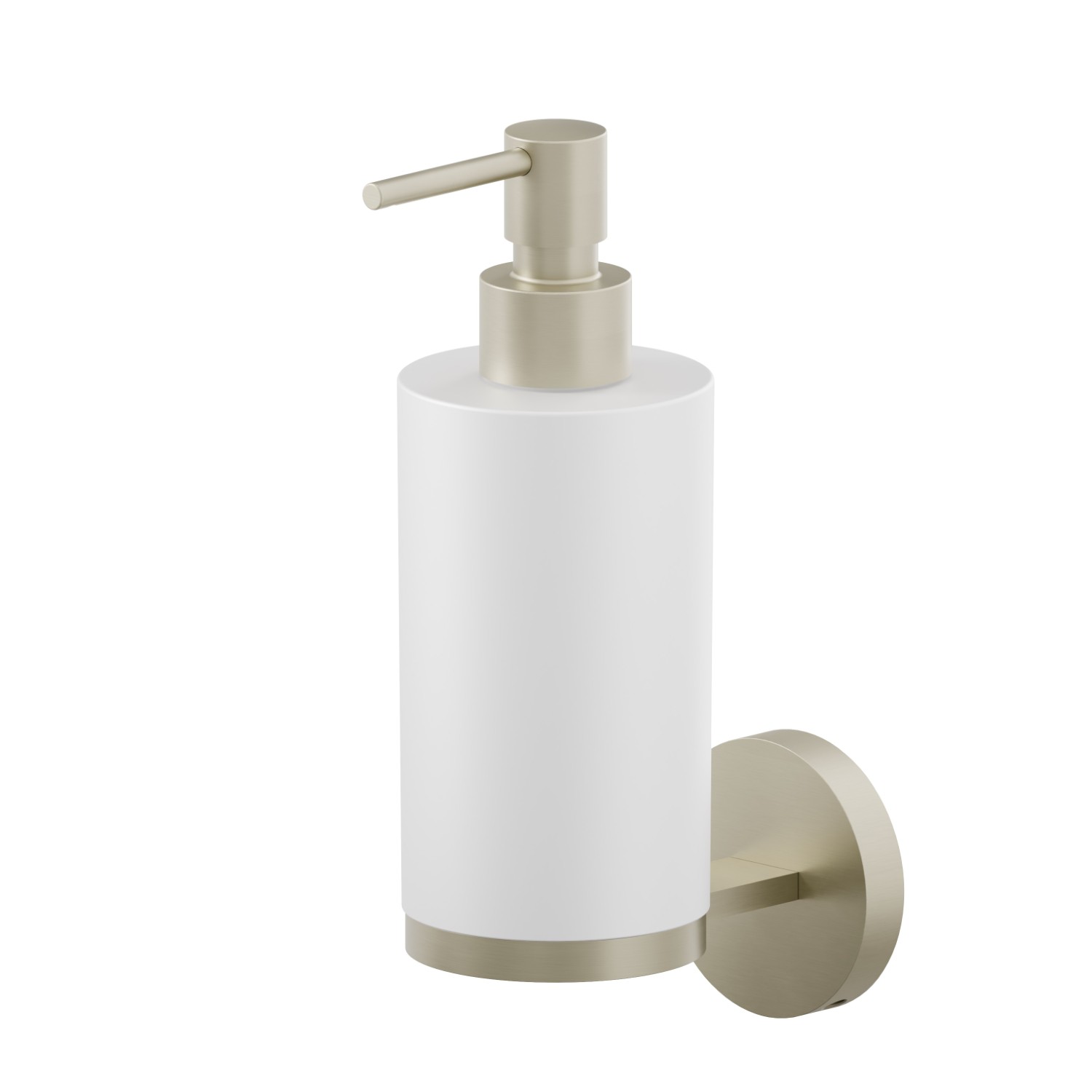 Wall-mounted soap dispenser. White resin - finish PVD Brushed Pale Gold