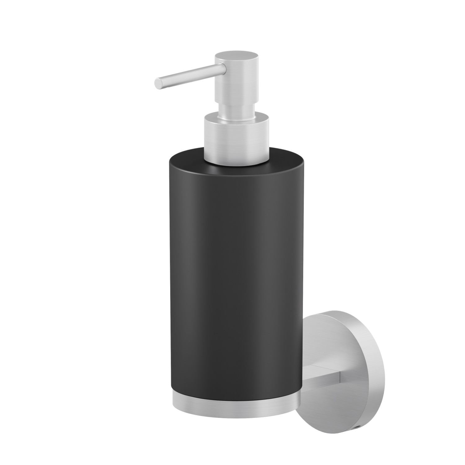 Wall-mounted soap dispenser. Black resin - finish Stainless Steel