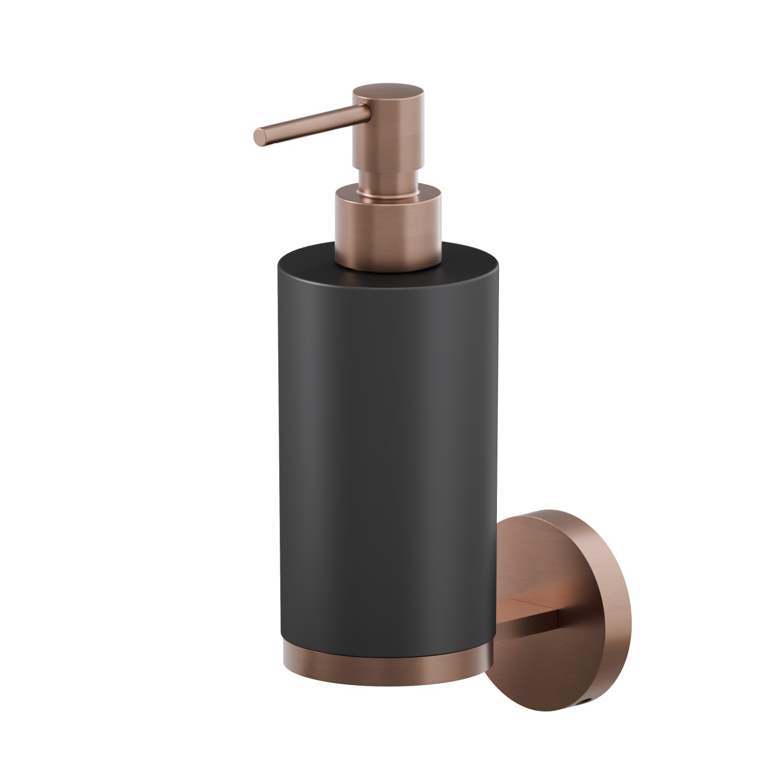 Wall-mounted soap dispenser. Black resin - finish PVD Brushed Copper Bronze
