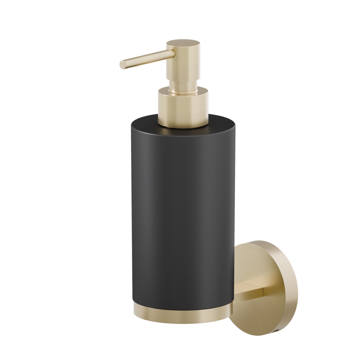 Wall-mounted soap dispenser. Black resin - finish PVD Brushed Gold