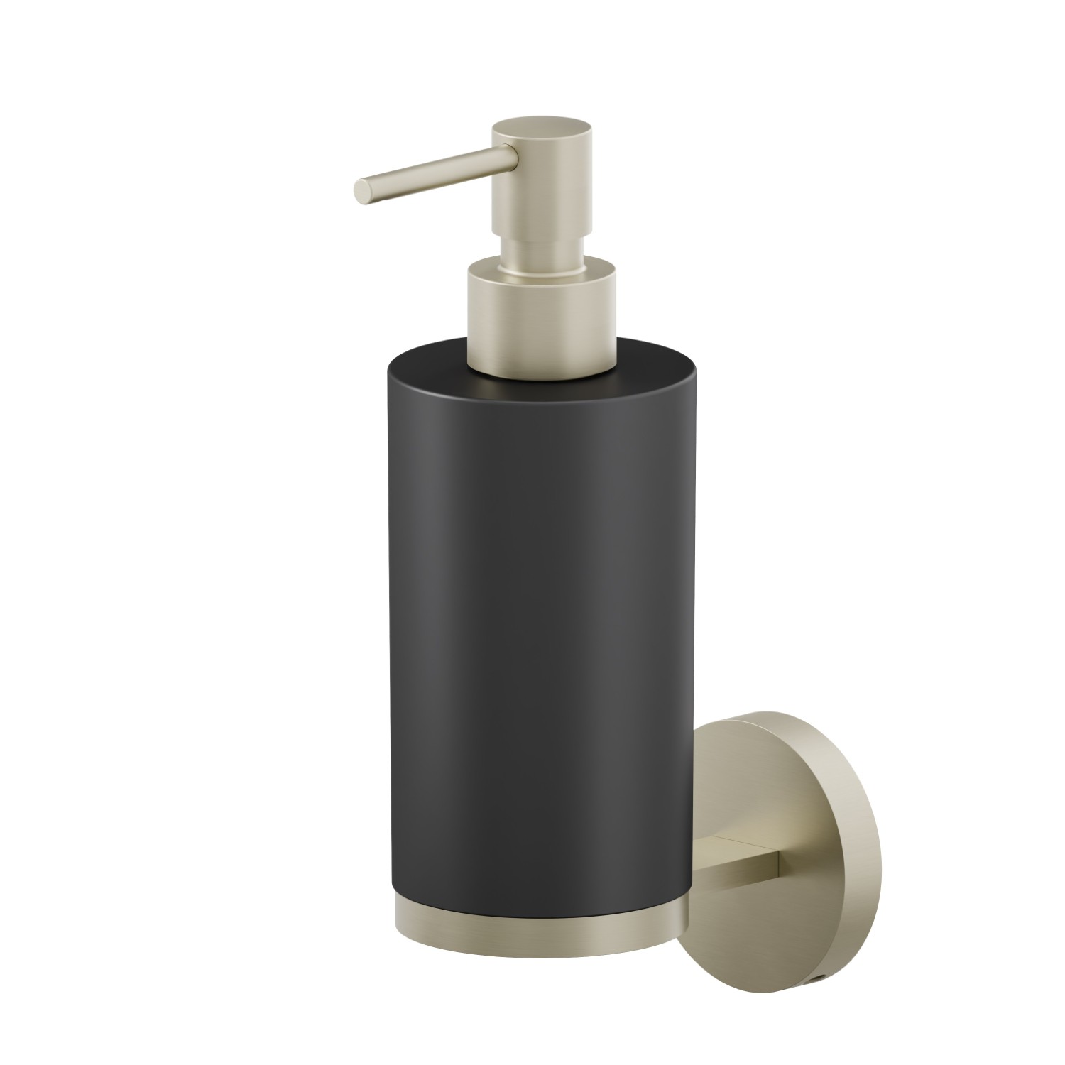 Wall-mounted soap dispenser. Black resin - finish PVD Brushed Pale Gold