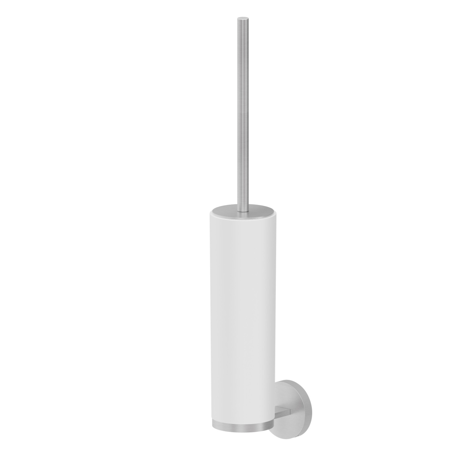 Wall-mounted toilet brush holder with brush. White resin - finish Stainless Steel