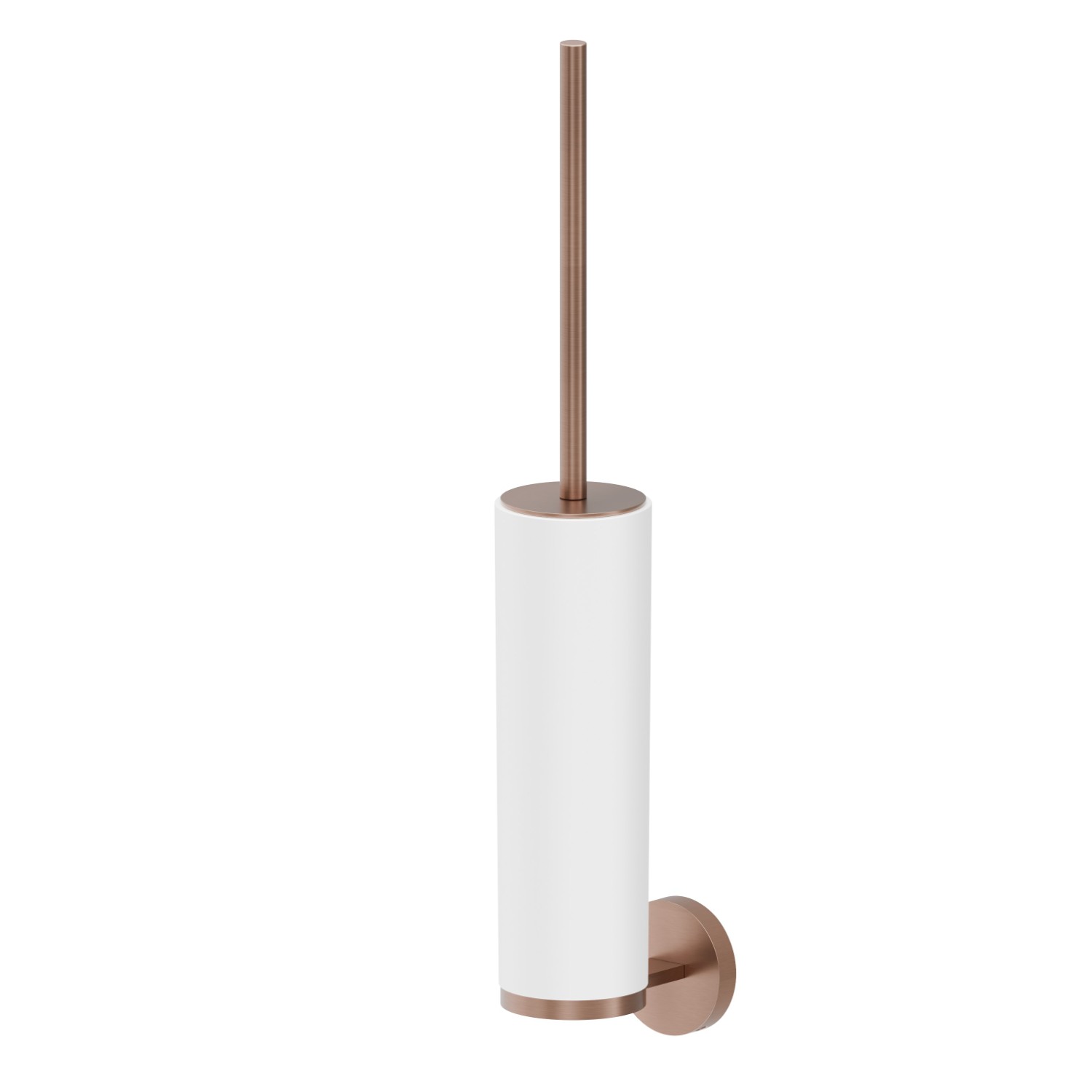 Porte-brosse de toilette murale avec brosse. Résine blanche - finition PVD Brushed Copper Bronze