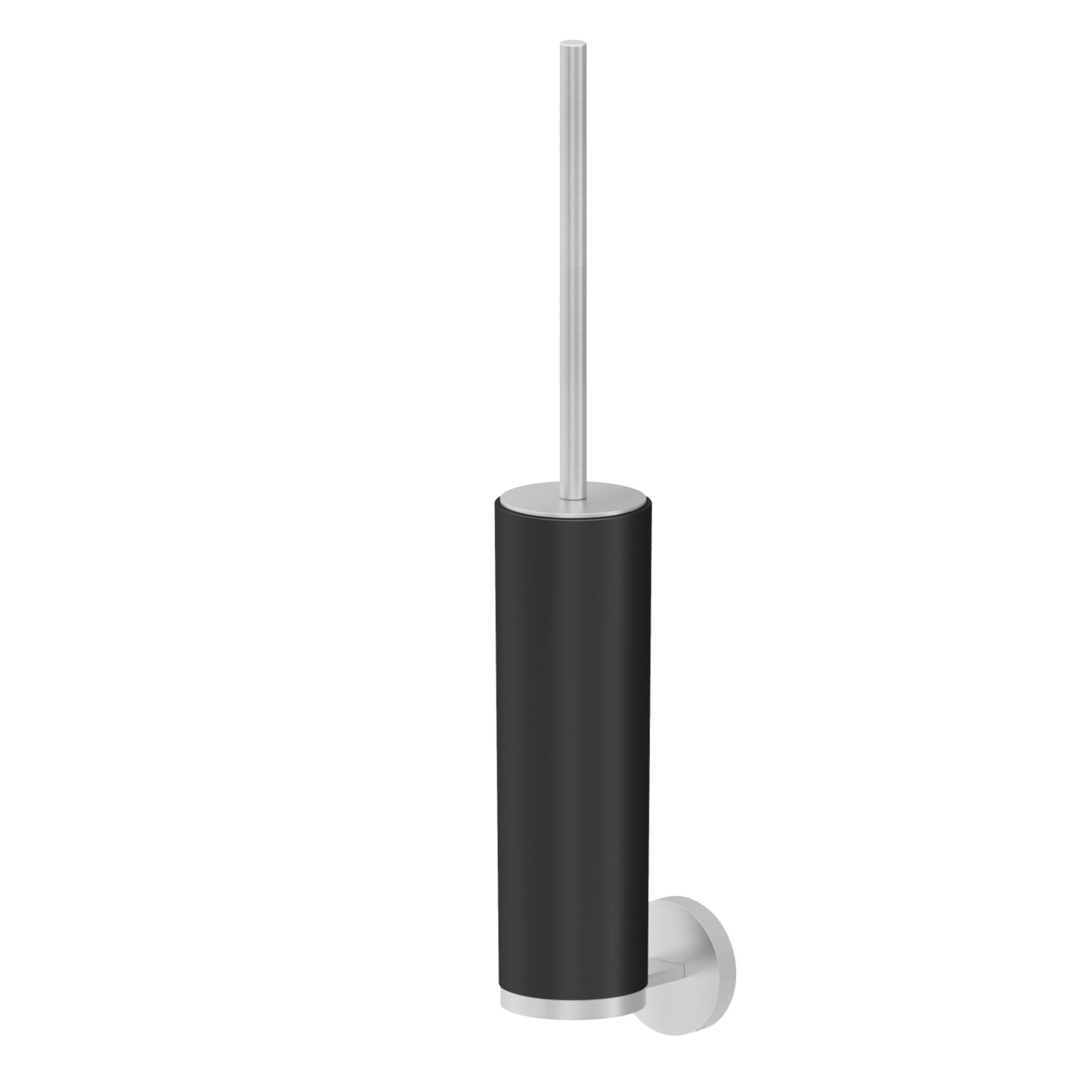 Wall-mounted toilet brush holder with brush. Black resin - finish Stainless Steel