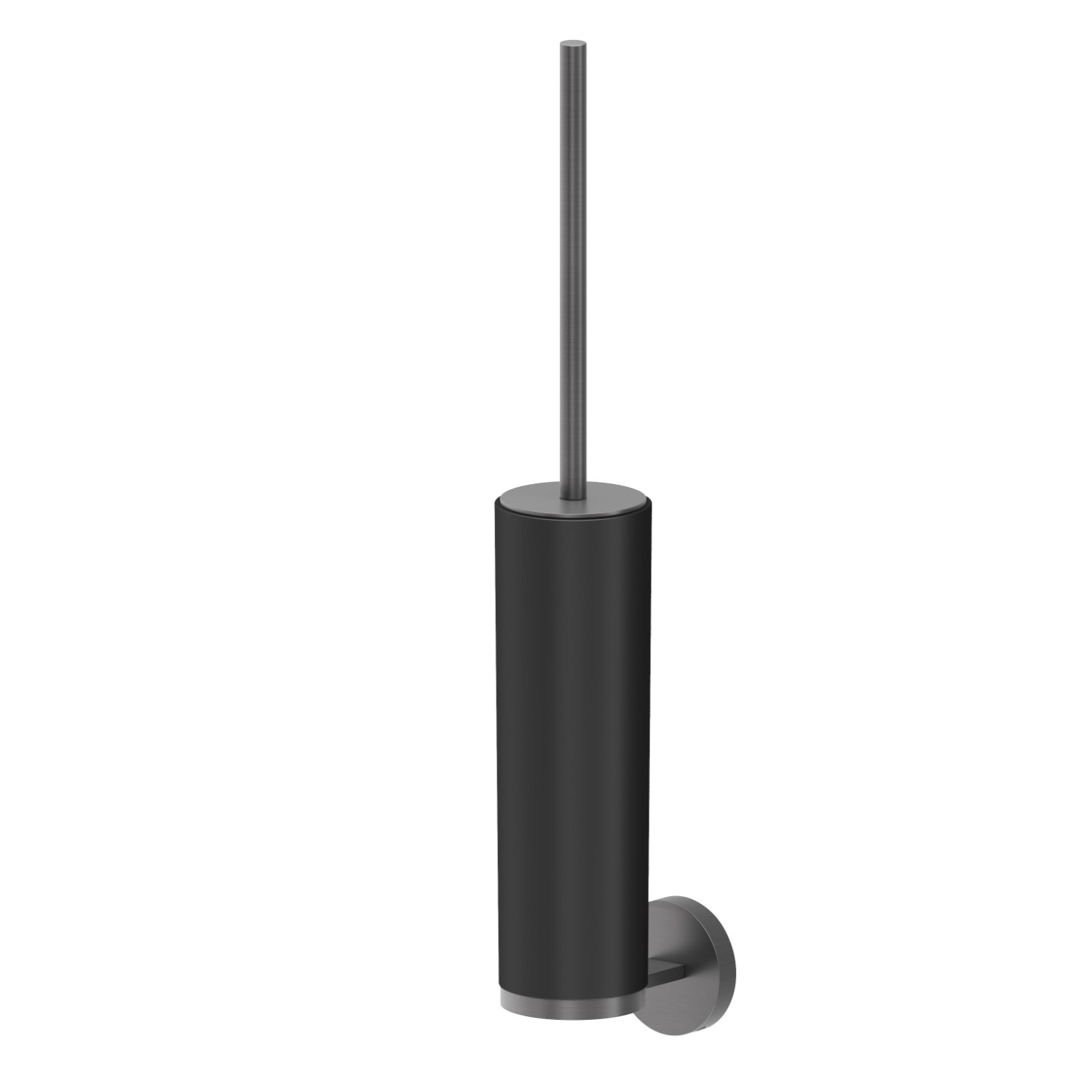 Wall-mounted toilet brush holder with brush. Black resin - finish PVD Brushed Gun Metal