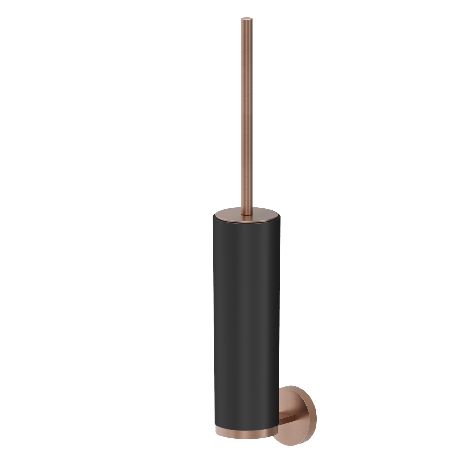 Wall-mounted toilet brush holder with brush. Black resin - finish PVD Brushed Copper Bronze