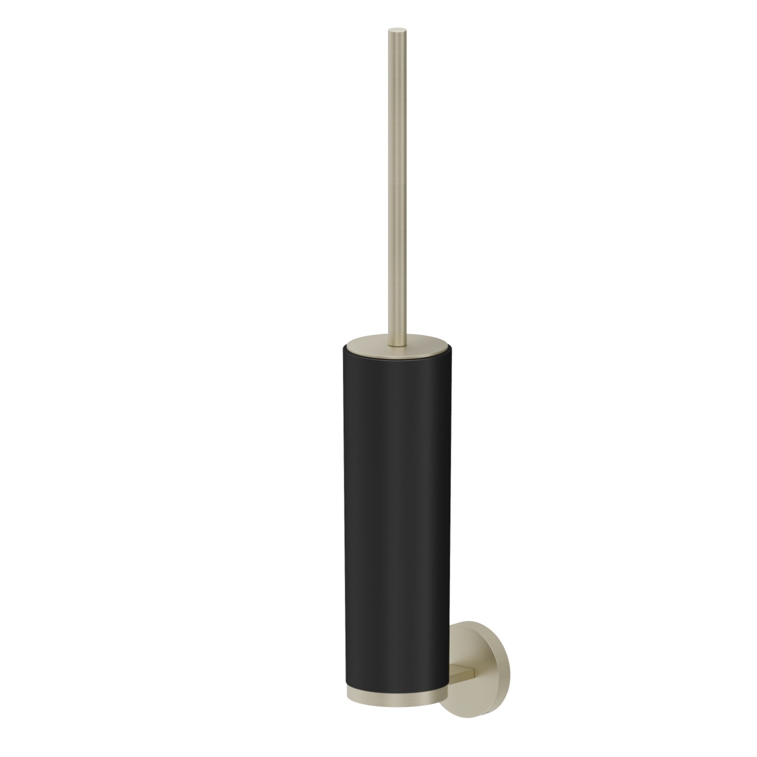 Porte-brosse de toilette murale avec brosse.  Résine noire - finition PVD Brushed Pale Gold