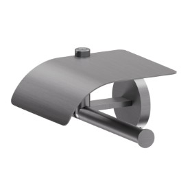Porta rotolo a muro versione destra con coperchio - finitura PVD Brushed Gun Metal