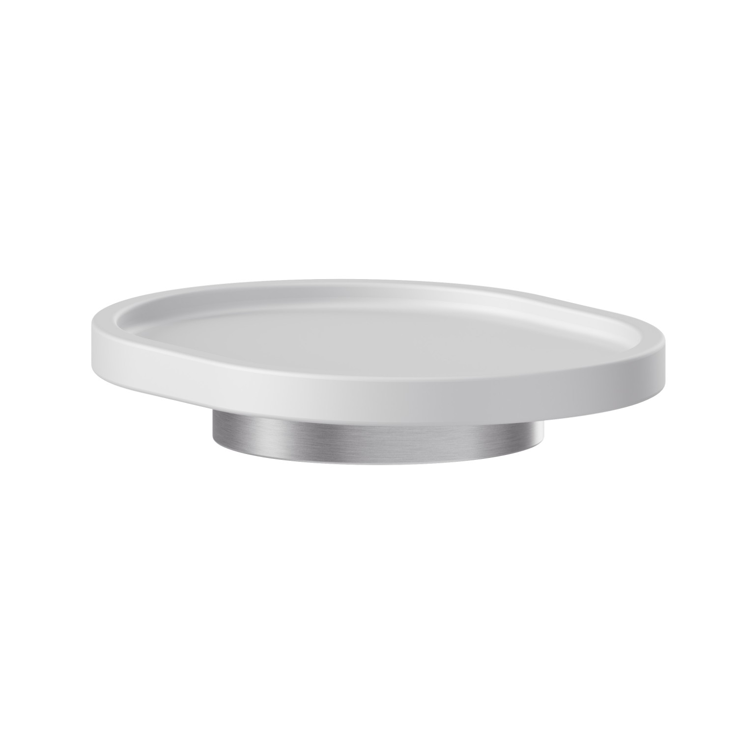 Freestanding soap dish. White resin - finish Stainless Steel