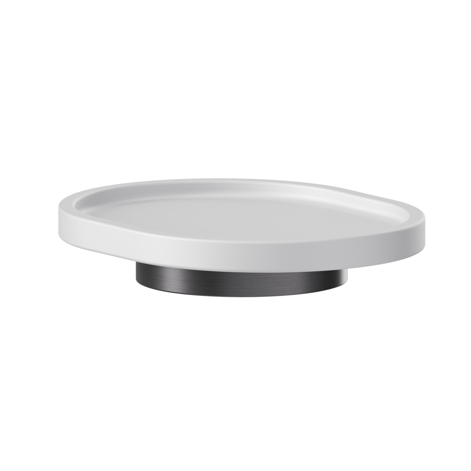 Porte-savon. Résine blanche - finition PVD Brushed Gun Metal