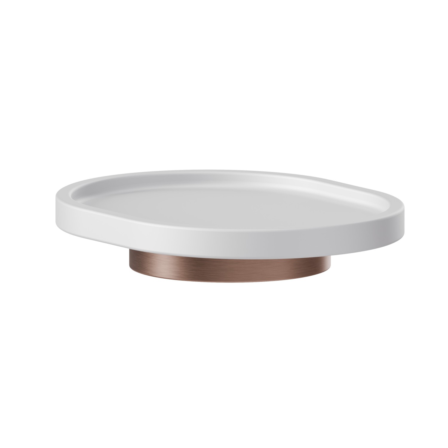 Freestanding soap dish. White resin - finish PVD Brushed Copper Bronze