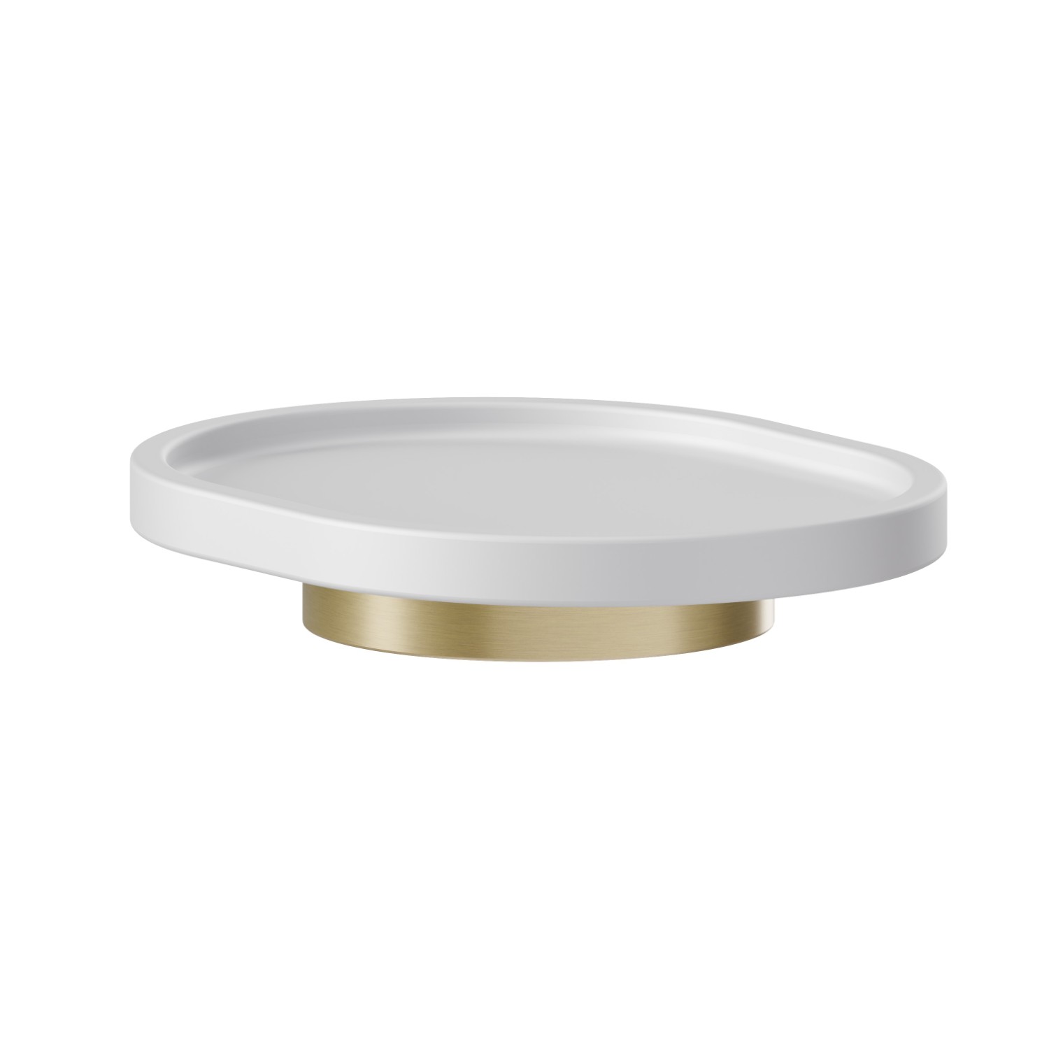 Freestanding soap dish. White resin - finish PVD Brushed Gold