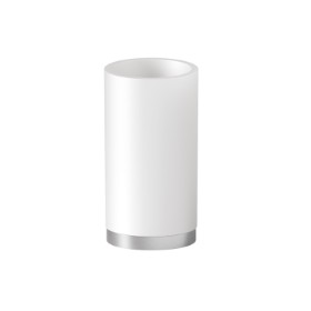 Freestanding tumbler. White resin - finish Stainless Steel