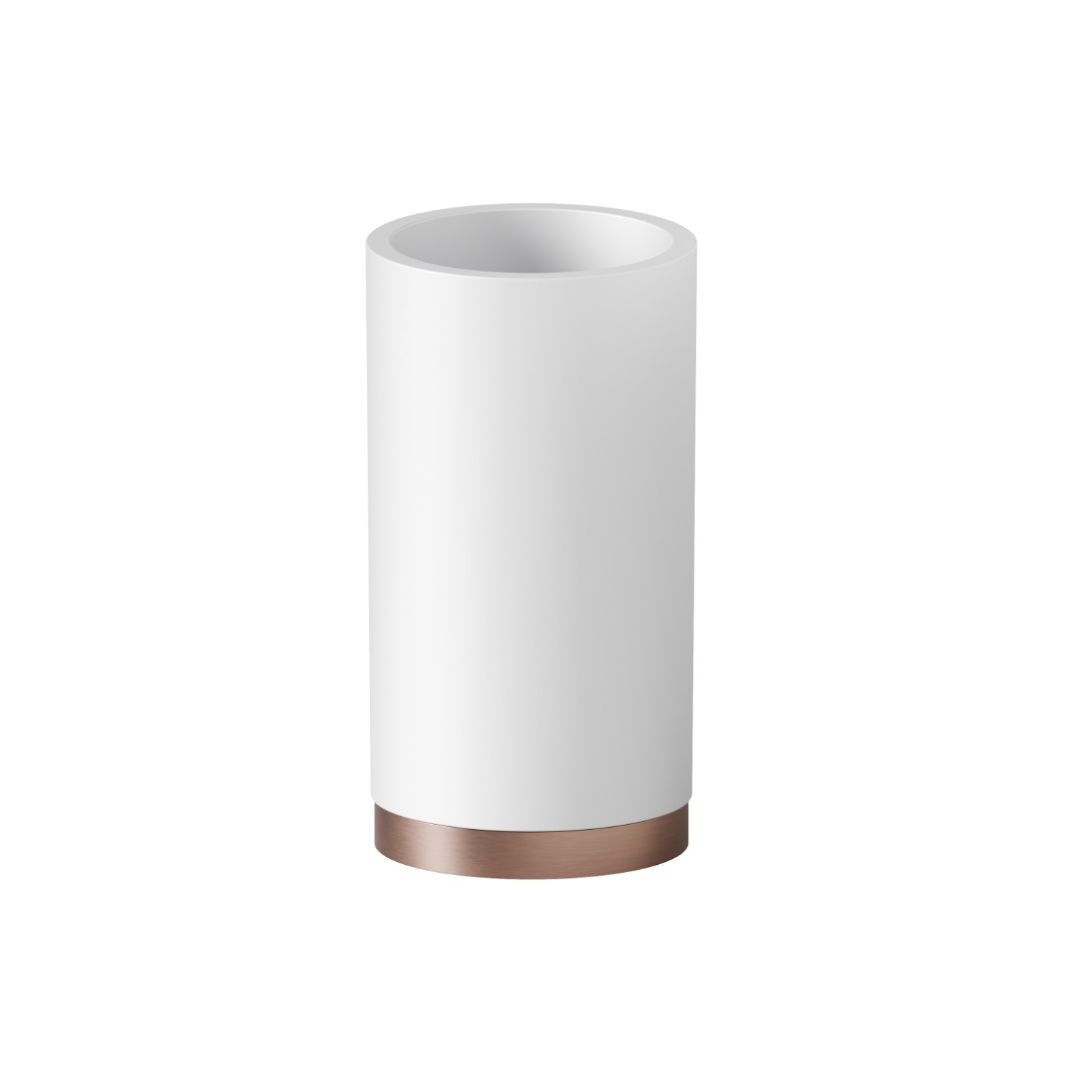 Freestanding tumbler. White resin - finish PVD Brushed Copper Bronze