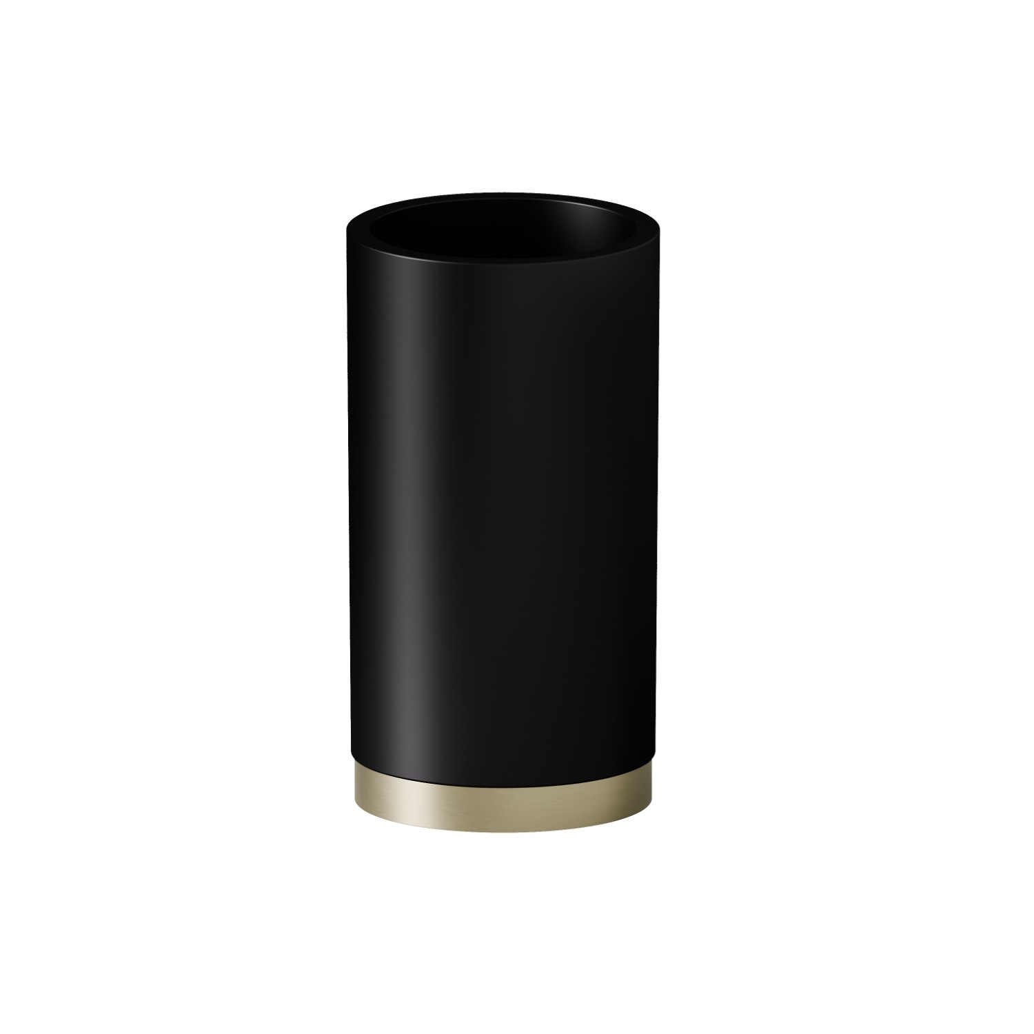 Bicchiere da appoggio. Resina Nera - finitura PVD Brushed Pale Gold