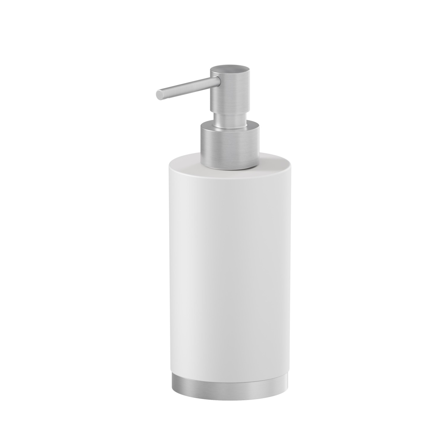 Freestanding soap dispenser. White resin - finish Stainless Steel