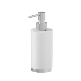 Freestanding soap dispenser. White resin - finish Stainless Steel
