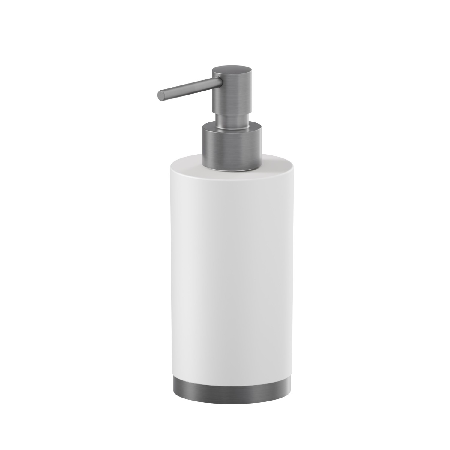 Dosa sapone da appoggio. Resina Bianca - finitura PVD Brushed Gun Metal
